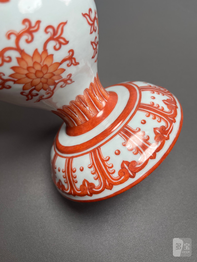 清乾隆  矾红彩缠枝莲纹甘露瓶 - 图23